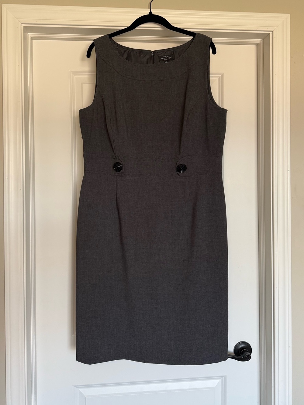 Tahari ASL Charcoal Gray Business Sheath Suit Dress | 16 - Picture 2 of 7